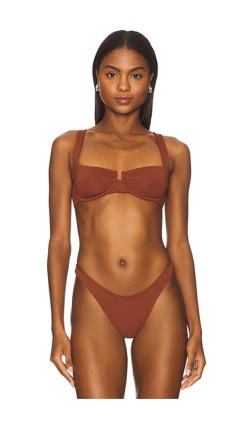 Mako Bikini Top in Brown. - size XS (also in L, M, S, XL)