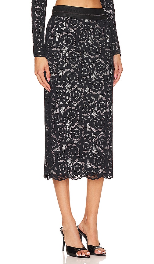 Shop Le Superbe Liza Skirt In Black Garden Rose Lace