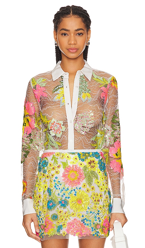 Shop Le Superbe Lace Shirt In Tropical Lace