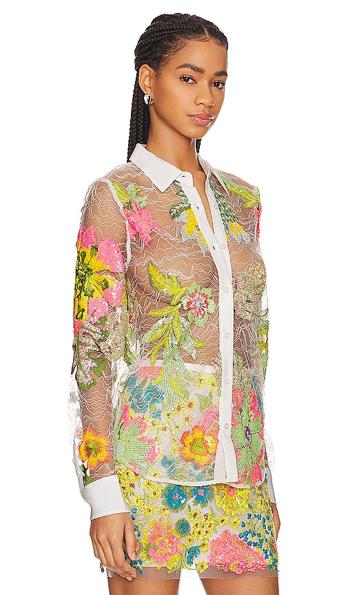 Shop Le Superbe Lace Shirt In Tropical Lace