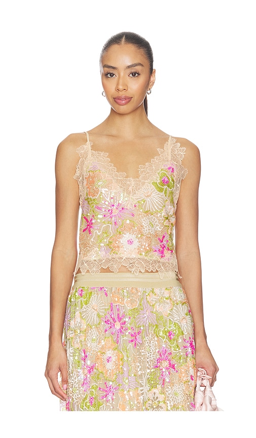 Le Superbe Flori Culture Cami in Neutral,Pink. Size L. Also in M, S, XS.