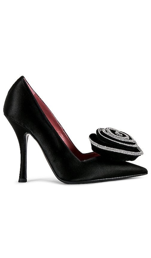 les petits joueurs Marilyn Pump in Black Satin & Strass Crystal