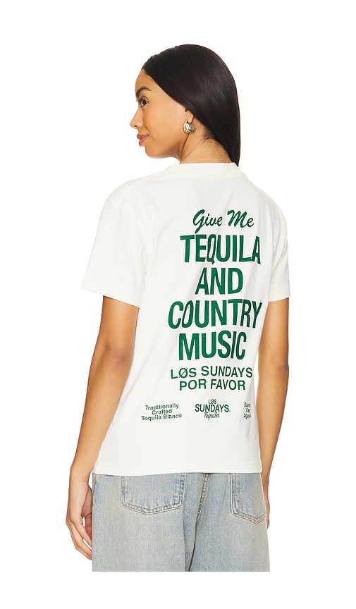 Shop Los Sundays The Tequila & Country Music Tee In Bone & Green