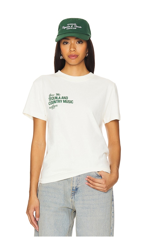 Shop Los Sundays The Tequila & Country Music Tee In Bone & Green