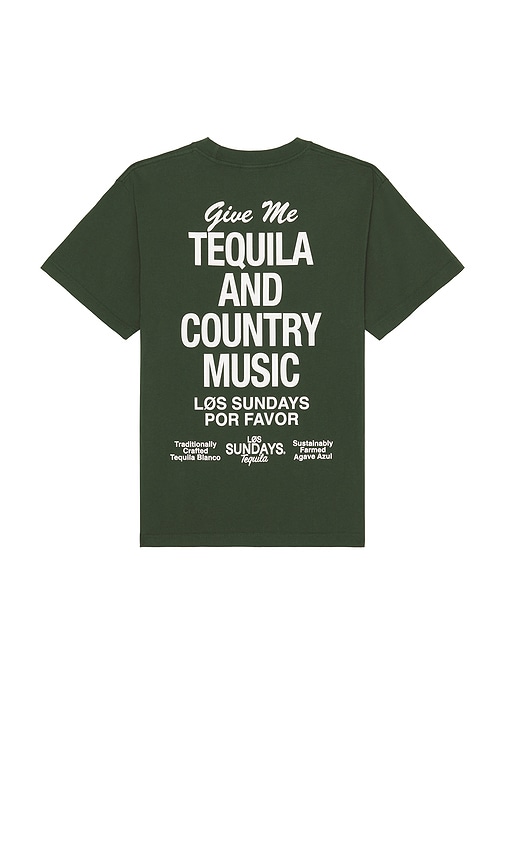 The Tequila And Country Music Tee in Dark Green. - size S (also in L, M, XL/1X)
