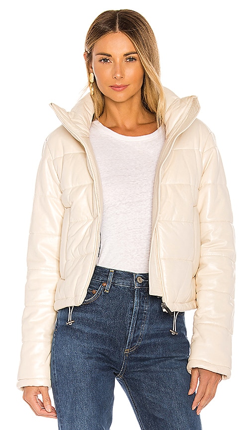 Cay Cropped Leather Puffer Jacket