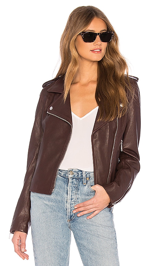 LTH JKT Kas Modern Biker Jacket in Oxblood | REVOLVE