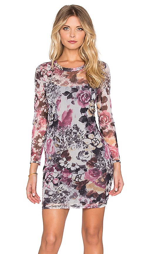 Floral Mesh Longsleeve Bodycon Dress