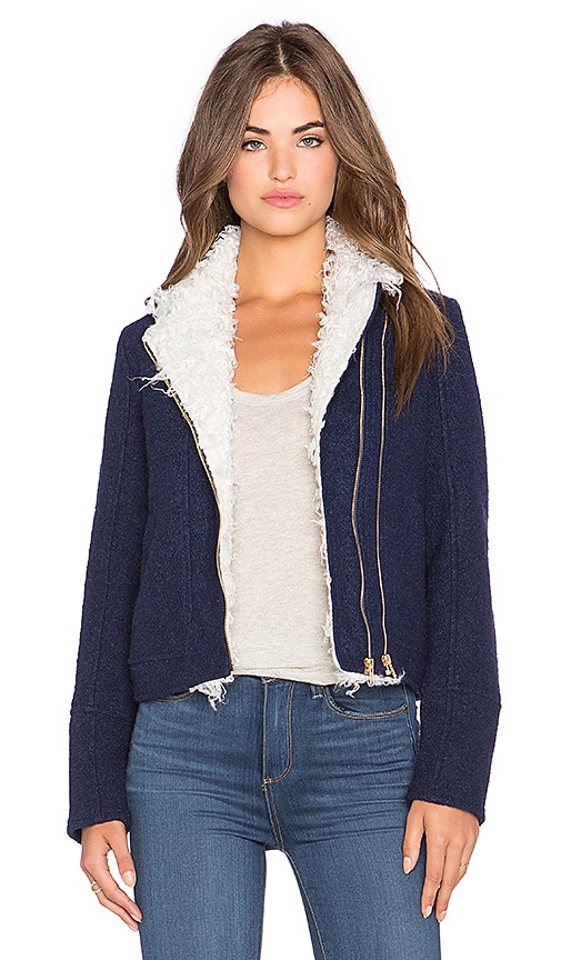 Lucy Paris Fall For You Moto Jacket in Navy