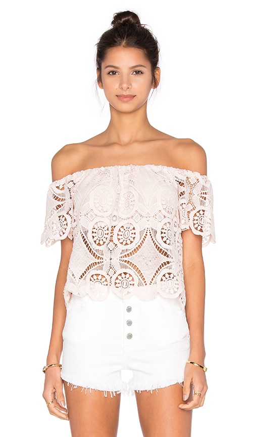 Lucy Paris Diamond Lace Top in Pink | REVOLVE