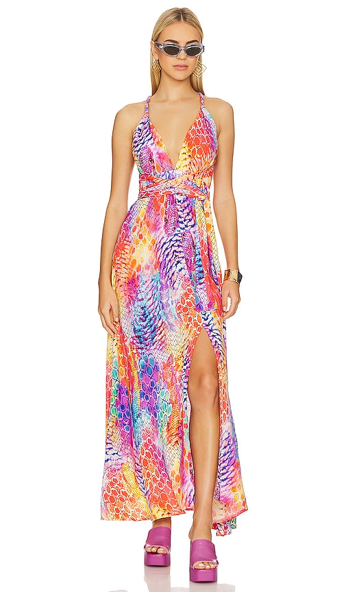 Shop Luli Fama Dancing Queen Convertible Maxi Dress In Multicolor