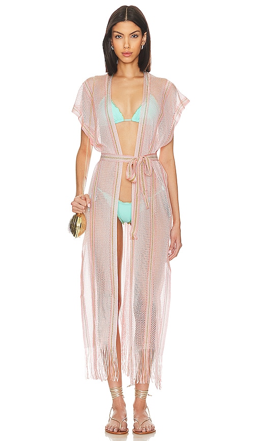 Luli Fama Ethereal Queen Long Caftan in Rose Pink