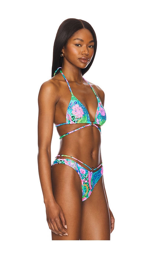 LULI FAMA CRYSTALLIZED LOOPED TRIANGLE TOP