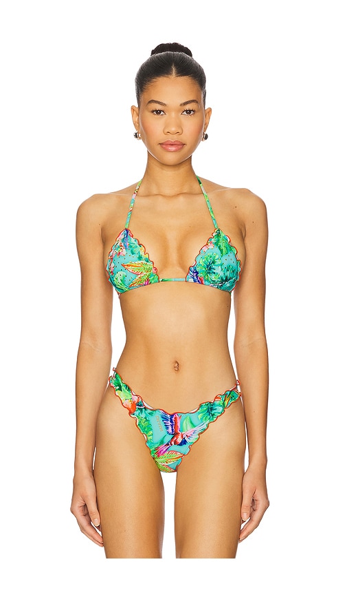 Caribbean Fantasy Triangle Bikini Top in Teal. - size L (also in M, S, XL, XS) - Luli Fama - Modalova
