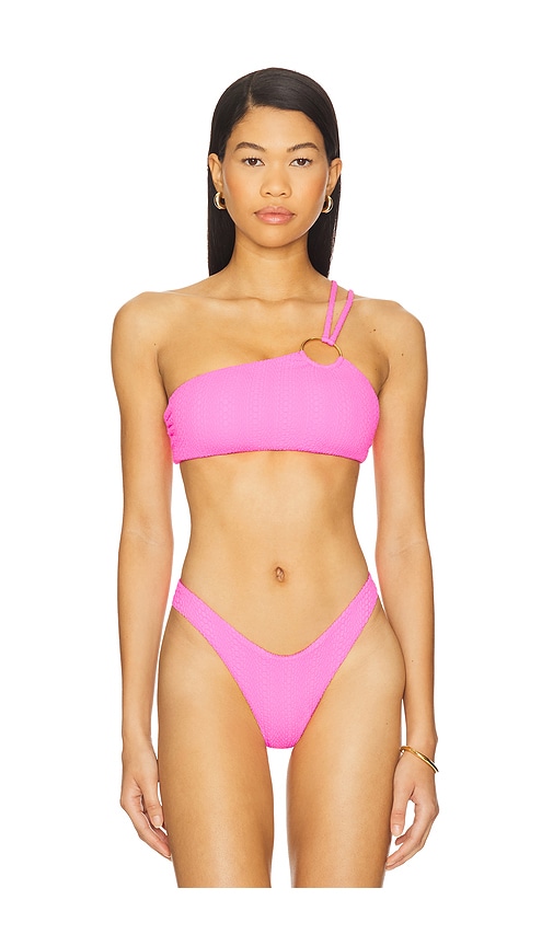 Asymmetric Ring Bikini Top in Fuchsia. - size XS (also in L, M, S)