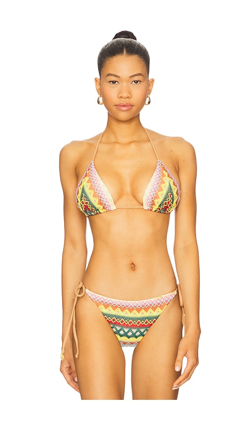 Triangle Bikini Top in Yellow,Tan. - size XS (also in L, M, S)