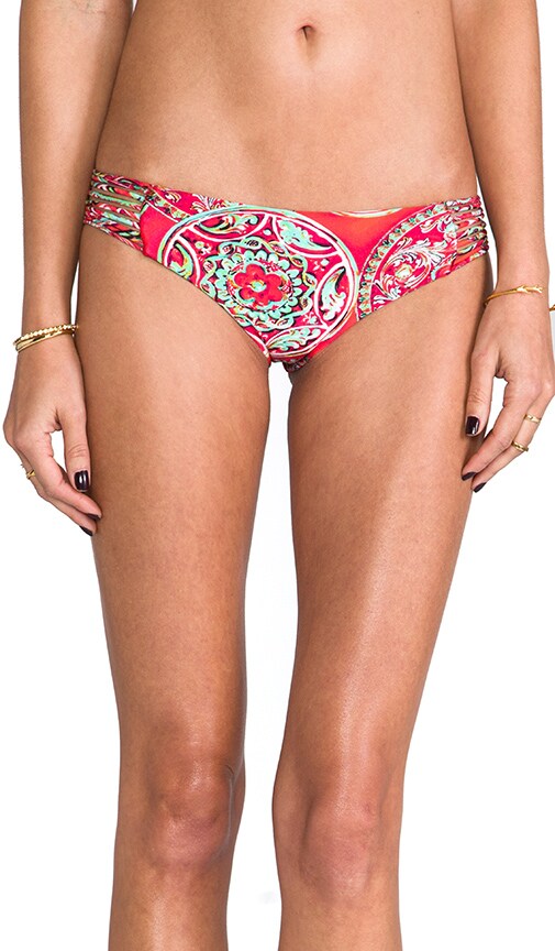 Azulejos del Mar Ruched Back Brazilian Bottom