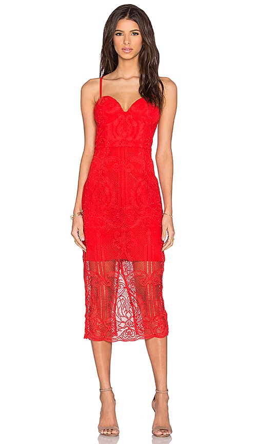 red lace bustier dress