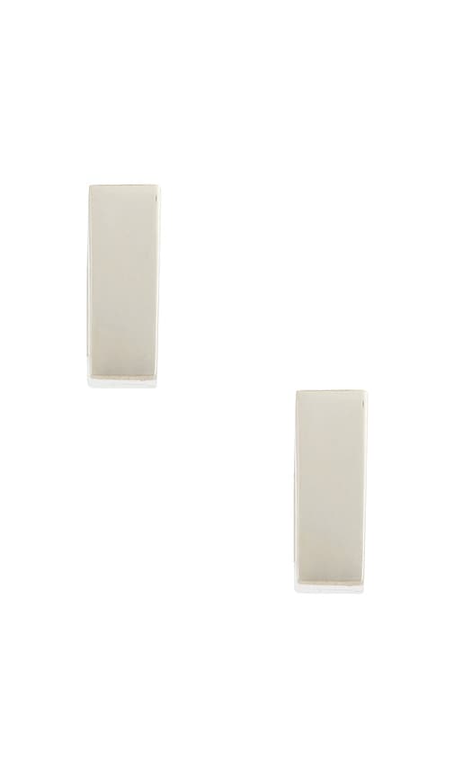  Loupn Square Hoop Earrings In Metallic Silver. 