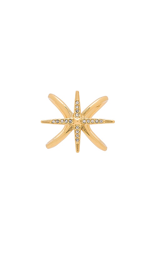 Luv AJ Criss Cross Starburst Ring in Antique Gold