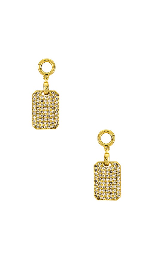 Luv Aj The Pave Dogtag Studs In Gold