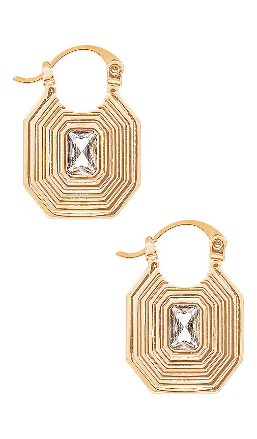 Ridged Pyramid Pendant Earrings- Gold