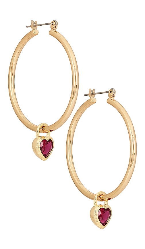 LUV AJ X FOR LOVE & LEMONS BEZEL HEART CHARM HOOPS