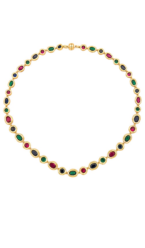 Luv Aj The Royale Stone Tennis Necklace In Metallic Gold