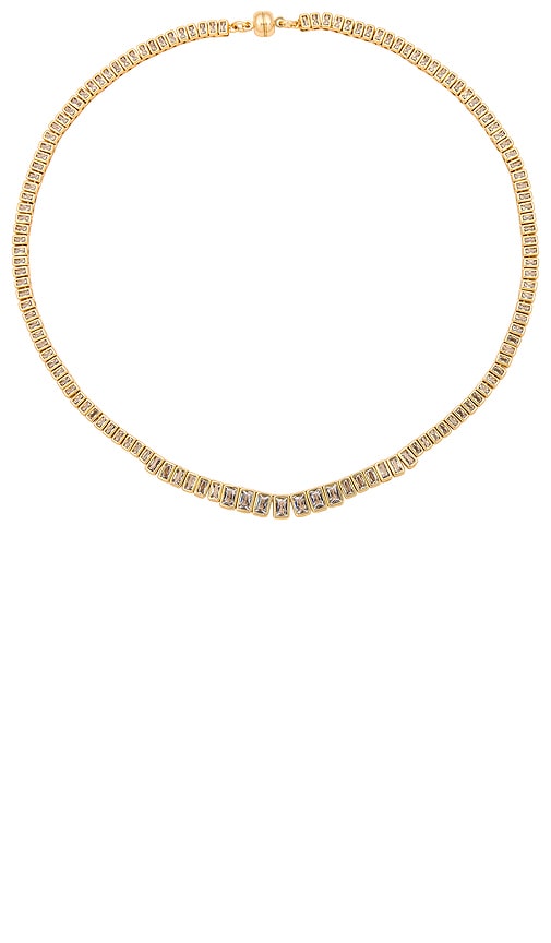 Luv Aj The Emerald Bezel Tennis Necklace In Metallic Gold