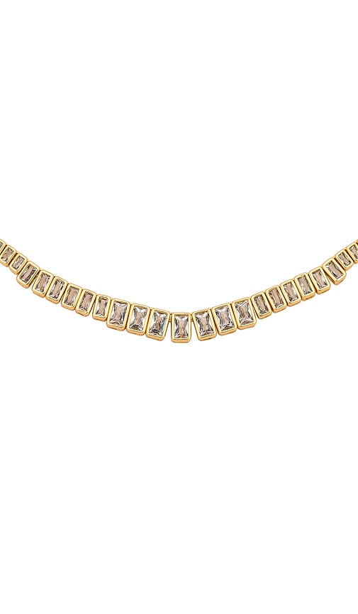 Shop Luv Aj The Emerald Bezel Tennis Necklace In Metallic Gold