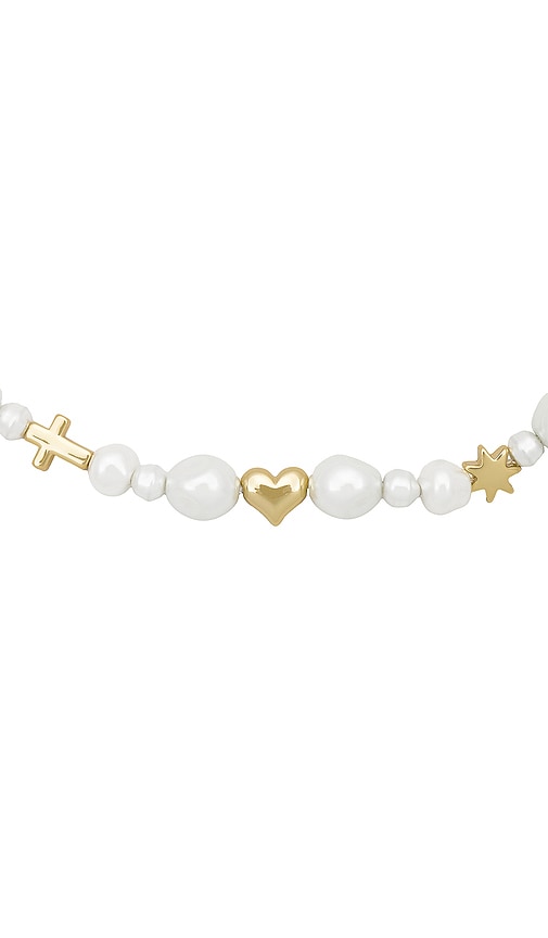 Shop Luv Aj The Etoile Pearl Stud Necklace In 金色
