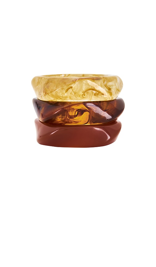 Luv Aj The Formentera Bangle Set In Brown