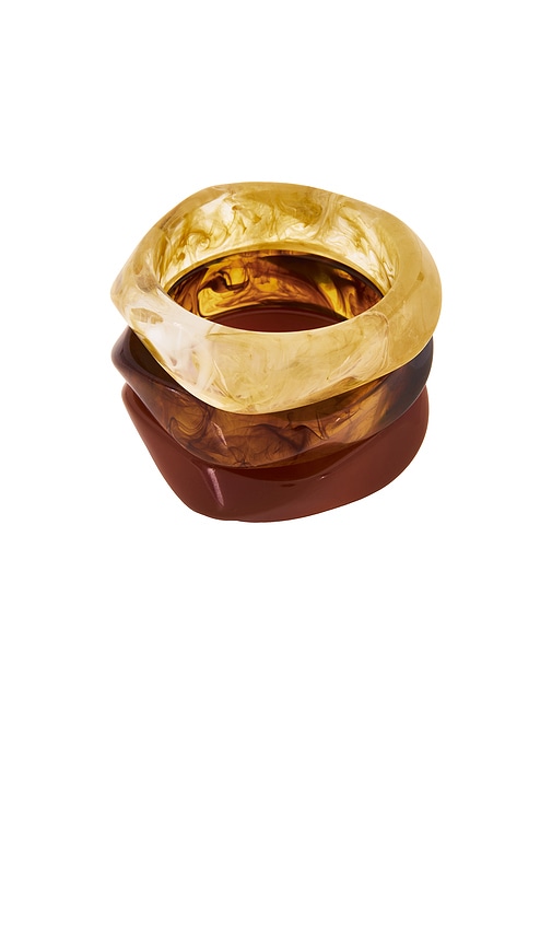  Luv Aj The Formentera Bangle Set In Brown,yellow. 