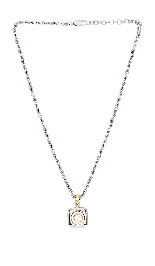 Luv AJ The Luna Bezel Pendant Necklace in Metallic Silver 120$