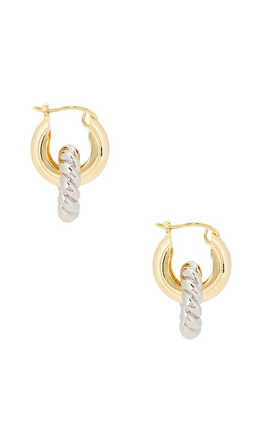  Luv Aj The Two Tone Rope Interlocked Hoops In Metallic Gold. 