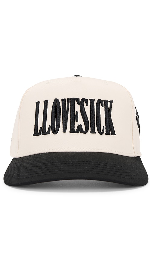 LLOVESICK Logo Snapback Cap in Cream & Black