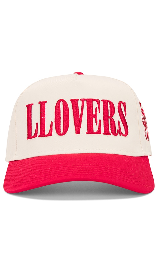 LLOVESICK Llovers Snapback Cap in Cream & Red