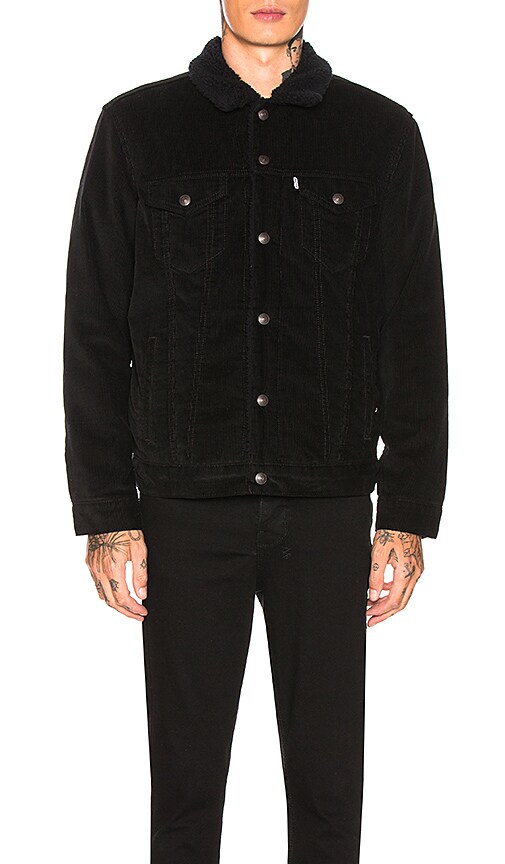 levi's type 3 sherpa trucker jacket black cord