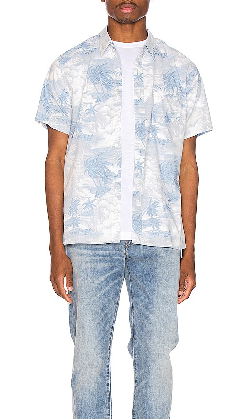 LEVI'S Premium Short Sleeve Sunset Pkt Shirt in Acid Hawaiian Dusty Blue