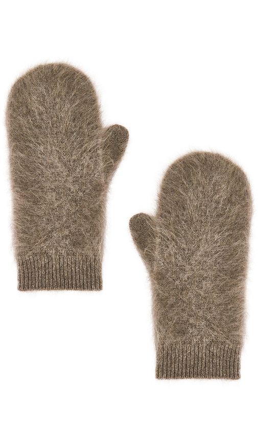 Lisa Yang Brushed Mittens In Brown