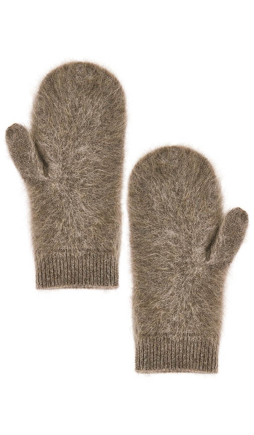 Lisa Yang Brushed Mittens In Brown