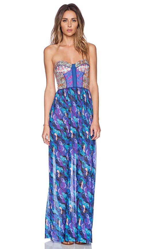 blue and pink maxi dress