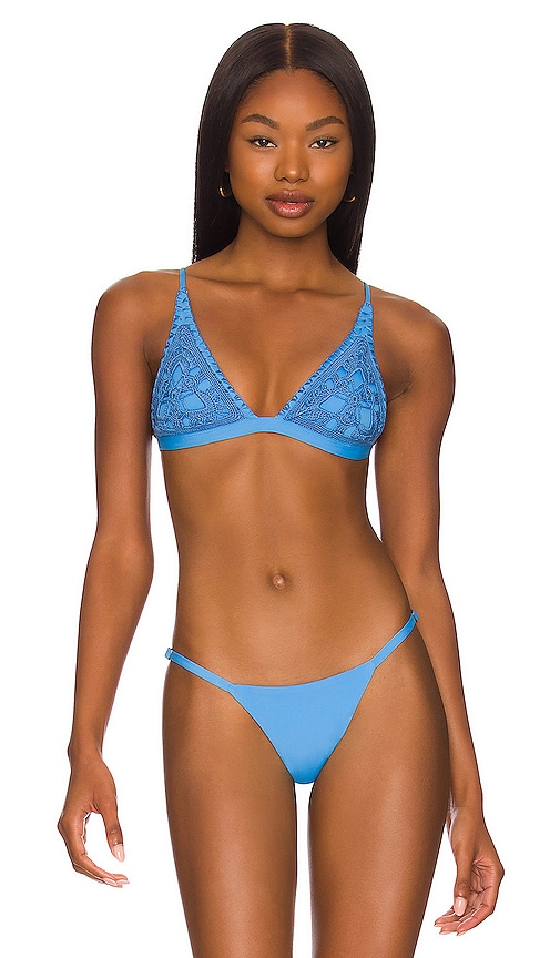 GLOW BLUE MARINE Cropped Bikini Top - by Maya Swimwear