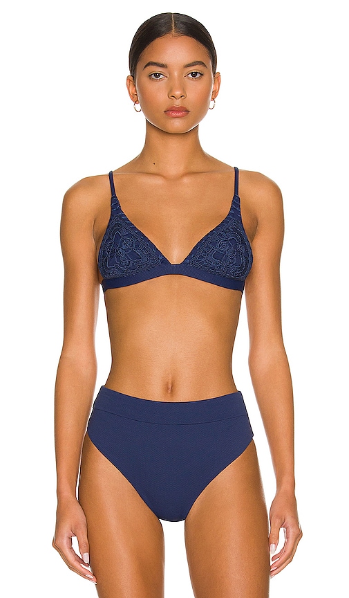 Maaji Ivy Reversible Bikini Top in Indigo Blue