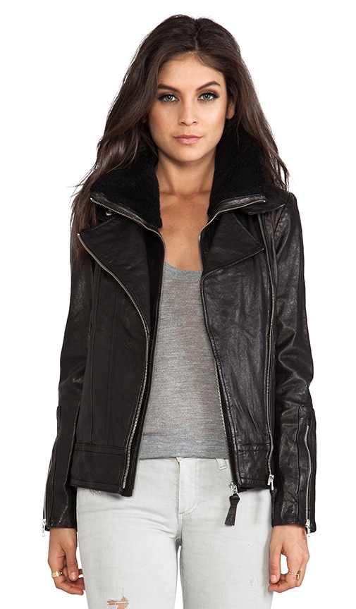 Mackage Veruca Distressed Leather Jacket in Black