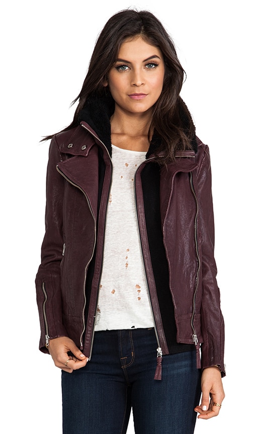 mackage burgundy leather jacket