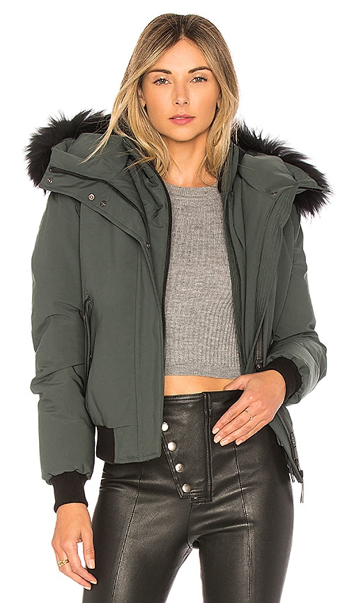 Mackage Britnie Jacket With Asiatic Raccoon Fur in Dark Sage | REVOLVE