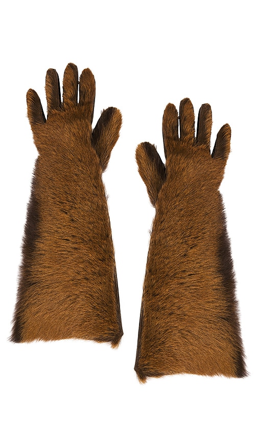 Magda Butrym Leather Gloves in Brown.
