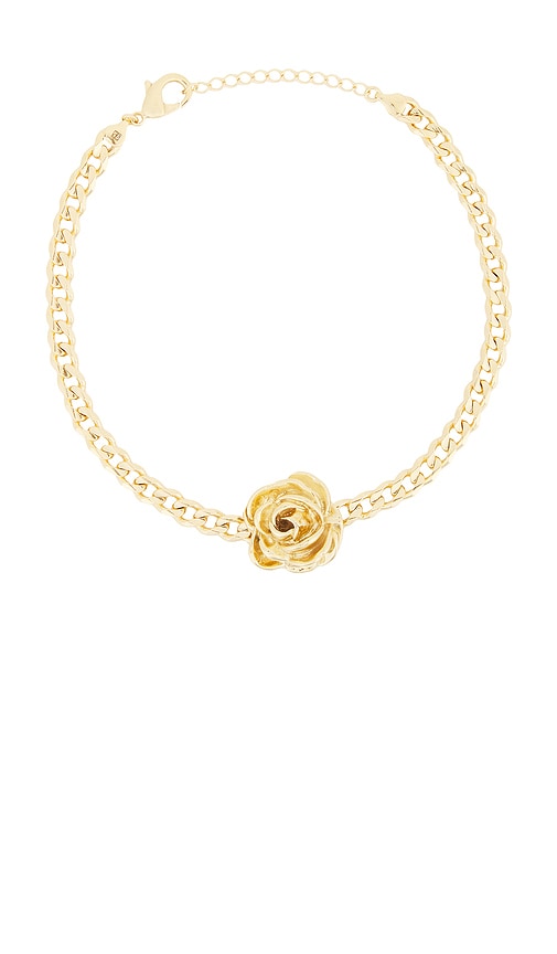 Shop Magda Butrym Necklace With Rose Pendant In Metallic Gold