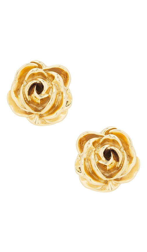 Shop Magda Butrym Rose Stud Earrings In Metallic Gold